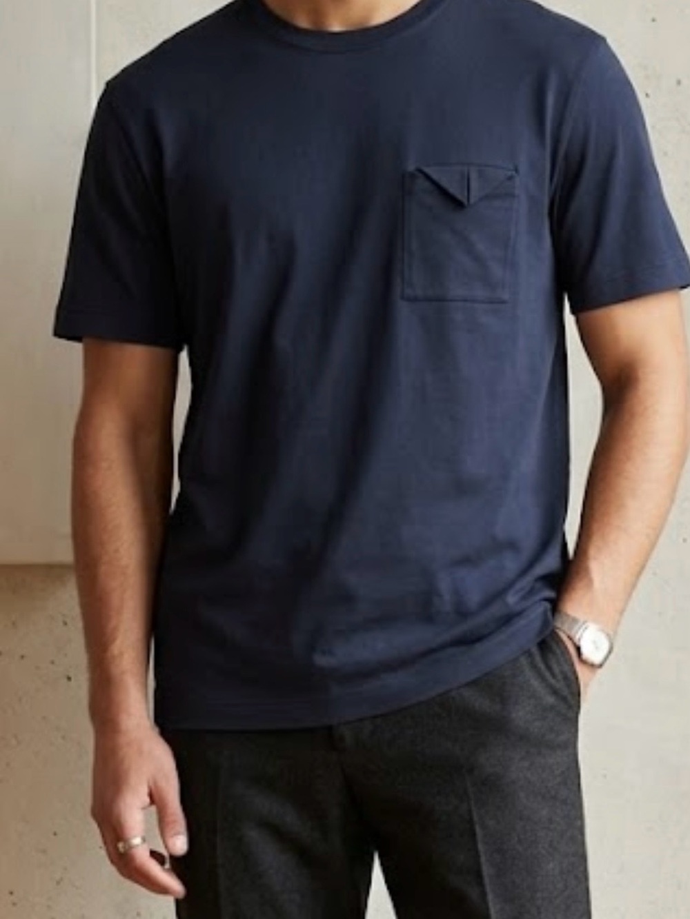 Bottega Veneta Navy Short Sleeve Pocket Tee